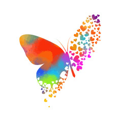 Abstract beautiful butterfly from hearts. Happy Valentine's Day. Vector illustration