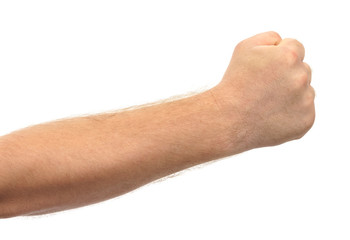 palm clenched fist, on a white background, isolate