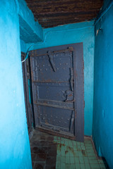 Special metal door to underground  anti-nuclear bunker from the cold war