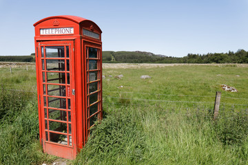 Telephone booth in the country - Inverness, Highlands, Scotland, United Kingdom