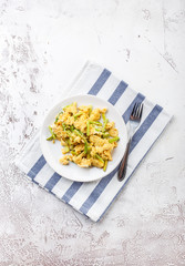Wild asparagus and scrambled eggs