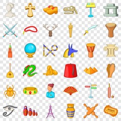 Amulet icons set. Cartoon style of 36 amulet vector icons for web for any design