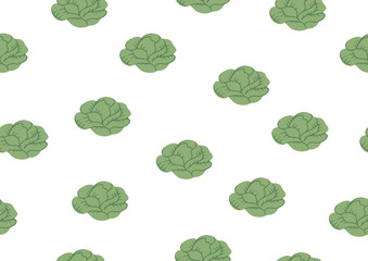 Vector seamless background with cabbage. Flat simple illustration with vegetables. Repeating pattern for children’s design..