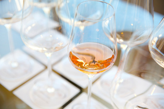 Close up of wine glasses