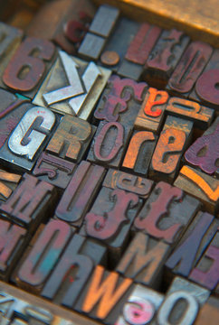 Close up of old printing blocks