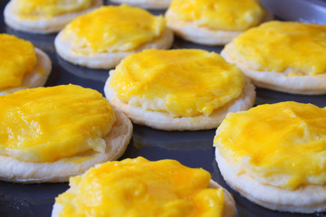 Shanga is a bakery product made of dough. Cooking in the oven. Close-up. Background. Texture.