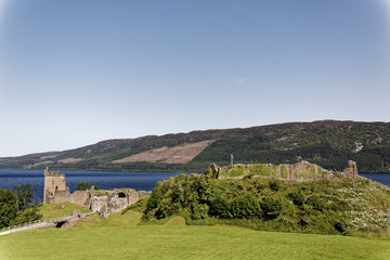 Fototapeta na wymiar Urquhart Castle on Loch Ness - Strone, Inverness, Highlands, Scotland, United Kingdom