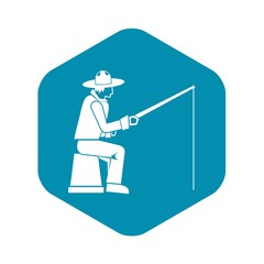 Fisherman with a fishing rod icon. Simple illustration of fisherman with a fishing rod vector icon for web