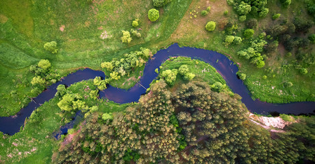 Aerial landscape - wild river in summer © Piotr Krzeslak