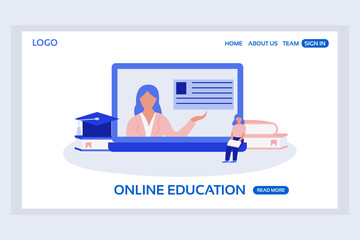 Online education web page concepts. Web page design templates of online education. Modern vector illustration designs for website development.