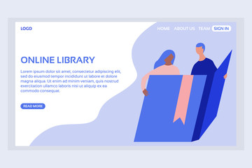 Online education web page concepts. Web page design templates of online library. Modern vector illustration designs for website development.