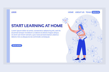Online education web page concepts. Web page design templates of start learning at home. Modern vector illustration designs for website development.