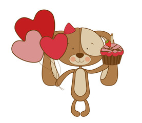 cute puppy with helium balloons