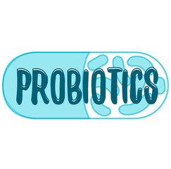 Probiotics sign on white background