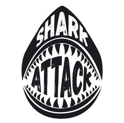 Shark attack sign on white background