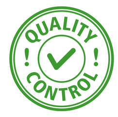 Quality control sign on white background