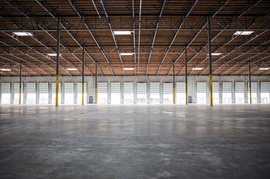 Interior view of empty warehouse