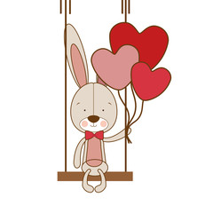 cute bunny with helium balloons