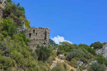 Fototapeta premium Castle ruins on a rock in the tropics