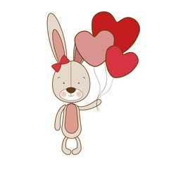 cute bunny with helium balloons