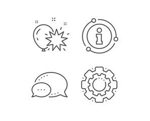 Balloon dart line icon. Chat bubble, info sign elements. Amusement park sign. Pop the balloon symbol. Linear balloon dart outline icon. Information bubble. Vector