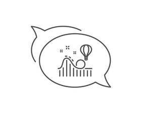 Roller coaster line icon. Chat bubble design. Amusement park sign. Carousels symbol. Outline concept. Thin line roller coaster icon. Vector