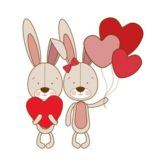 cute bunny with helium balloons