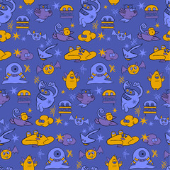 Monsters pattern cartoon design for children