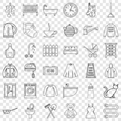 Home icons set. Outline style of 36 home vector icons for web for any design