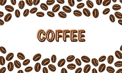 Coffee beans background in vintage style. Hand drawn engraved poster, retro doodle sketch and calligraphic inscription. Vector Template Banner.