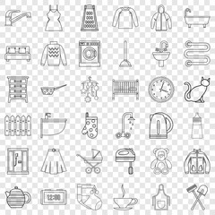 House icons set. Outline style of 36 house vector icons for web for any design