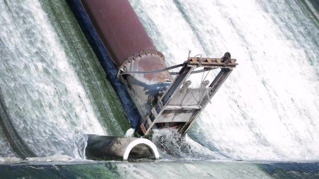 Dam Water Release. The Excess Capacity Until Spring Way Overflows.