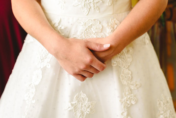 Detail of the texture of a white wedding dress.