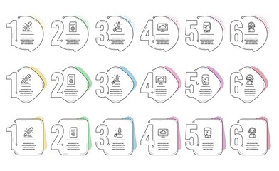 Water cooler, Support and Innovation line icons set. Infographic timeline. File settings, Brand contract and Cloud storage signs. Office drink, Call center, Crowdfunding. File management. Vector