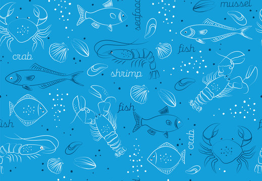 seafood pattern seamless design graphic