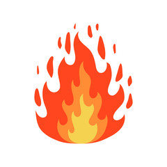 Fire flame icon in cartoon and flat style. Isolated object. Vector illustration.