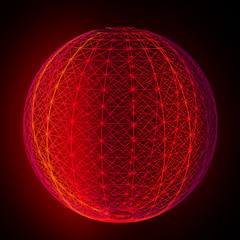 Cybernetic futuristic background. Big data visualization. Futuristic sphere of multiple points.3D rendering.