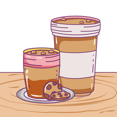 Isolated iced coffee glass vector design