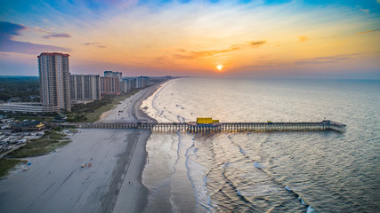 Apache Pier in Myrtle Beach South Carolina SC Drone Aerial