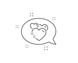 Heart line icon. Chat bubble design. Love emotion sign. Valentine day symbol. Outline concept. Thin line heart icon. Vector