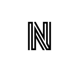 Initial letter black line shape logo vector N
