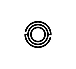 Initial letter black line shape logo vector O