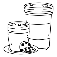 Iced coffee glass and cookie vector design
