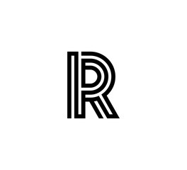 Initial letter black line shape logo vector R - obrazy, fototapety, plakaty