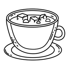 Coffee cup and sugar cube vector design