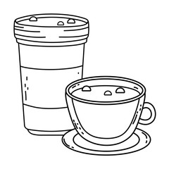 Coffee cup and glass vector design