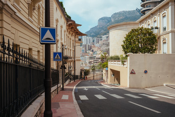 Monaco city streets in sunny Monte Carlo in the south of France in Europe