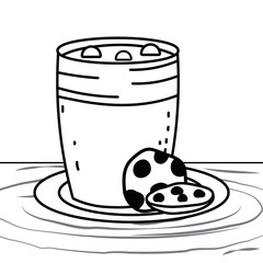 Iced coffee glass and cookie vector design