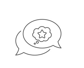 Loyalty star line icon. Chat bubble design. Bonus points. Discount program symbol. Outline concept. Thin line loyalty star icon. Vector