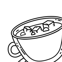 Coffee cup and sugar cube vector design